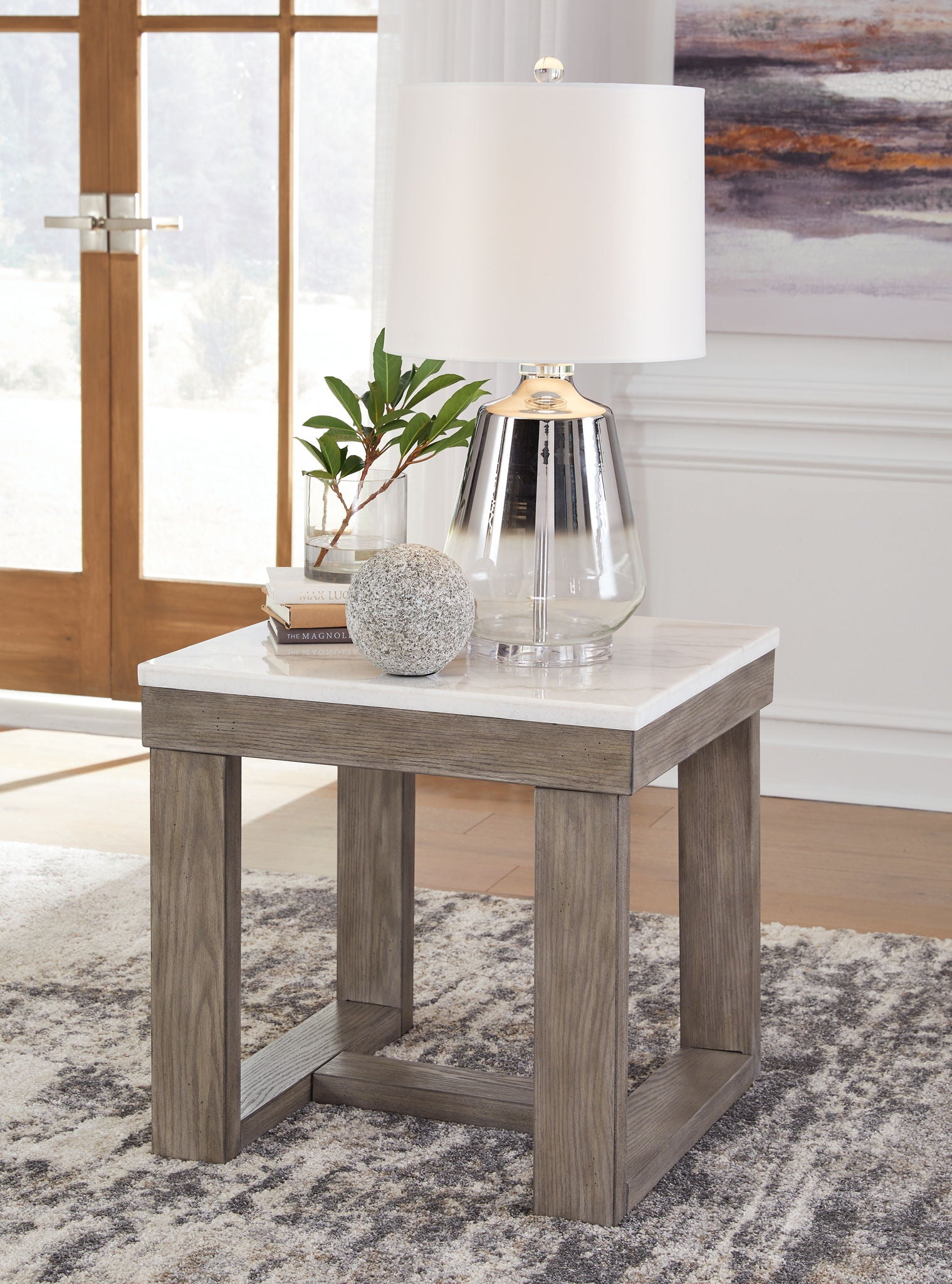 Loyaska - Brown / Ivory - Square End Table - Urban Living Furniture (Los Angeles, CA)