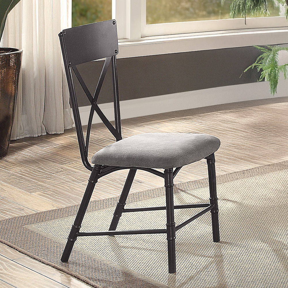 Edina - Side Chair (Set of 2) - Gray Fabric, Oak & Sandy Black - Urban Living Furniture (Los Angeles, CA)