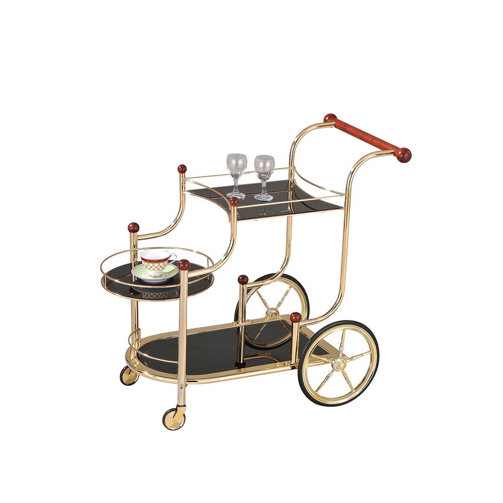 Lacy - Serving Cart - Black Glass & Gold Plated - Urban Living Furniture (Los Angeles, CA)