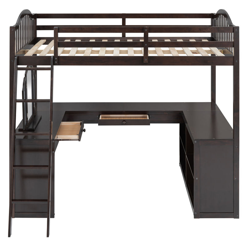 Loft Bed With Drawers, Cabinet, Shelves With Desk