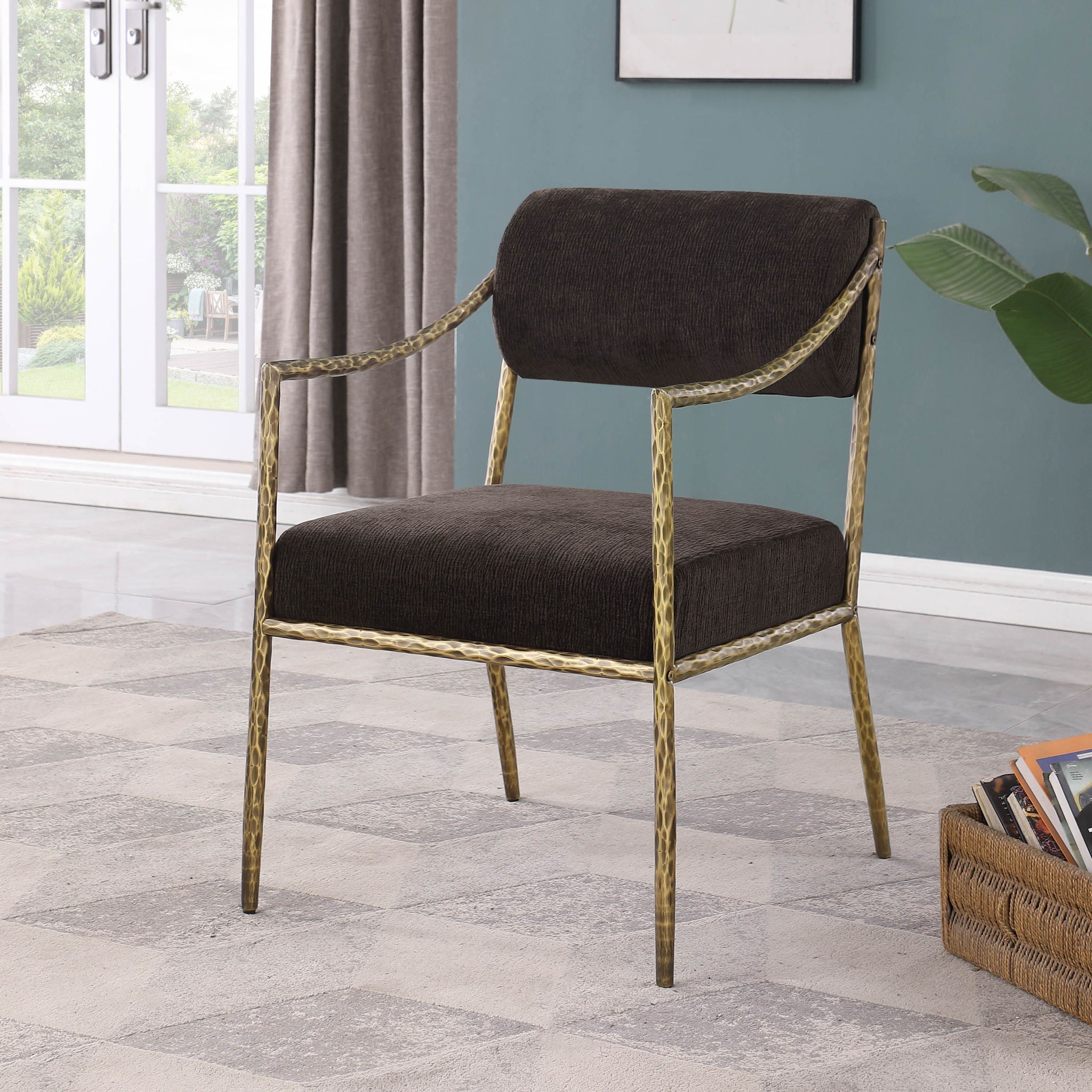 Bastille - Upholstered Dining Arm Chair (Set of 2) - Brass Frame - Urban Living Furniture (Los Angeles, CA)
