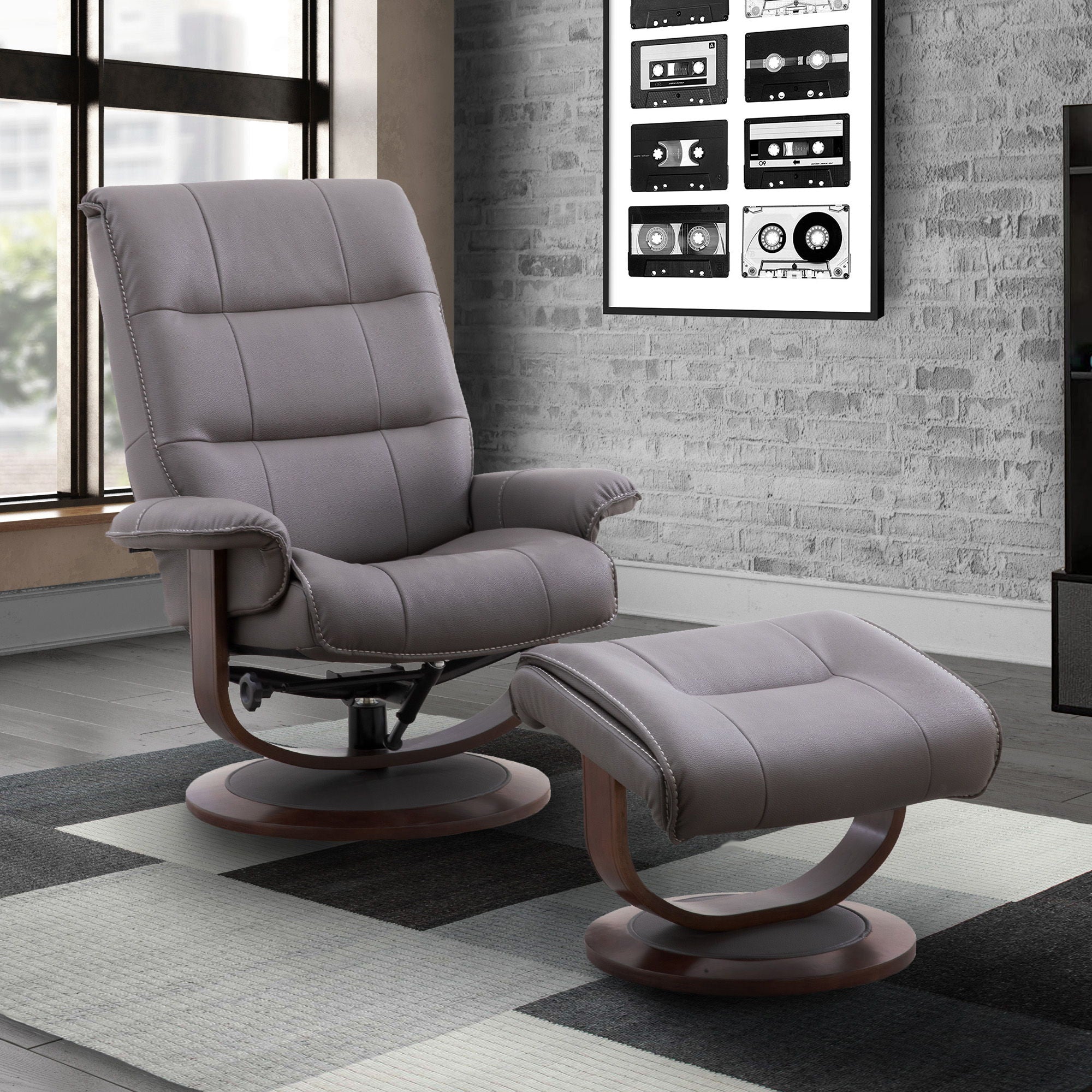 Knight - Manual Reclining Swivel Chair and Ottoman - Urban Living Furniture (Los Angeles, CA)