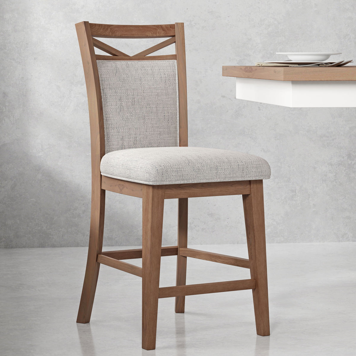 Americana Modern Dining - Upholstered Fabric Counter Chair (Set of 2) - Cotton