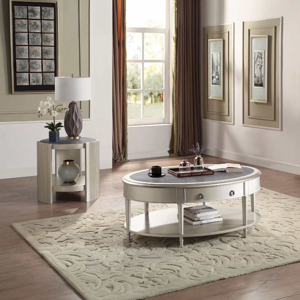 Kasa - End Table - Sintered Stone & Champagne - Urban Living Furniture (Los Angeles, CA)