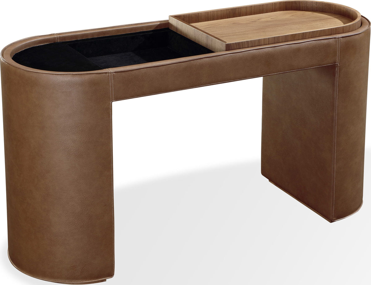 Yeal - Leather Upholstered Storage Table With Wooden Top