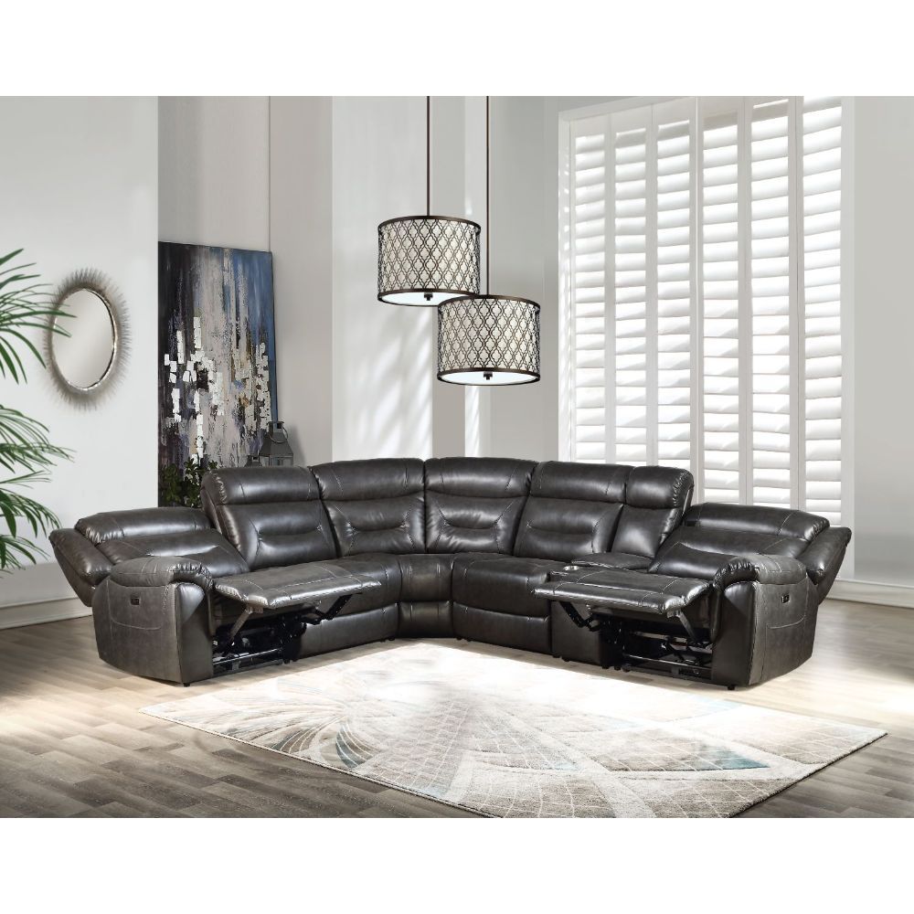 Imogen - Sectional Sofa - Gray Leather-Aire - Urban Living Furniture (Los Angeles, CA)