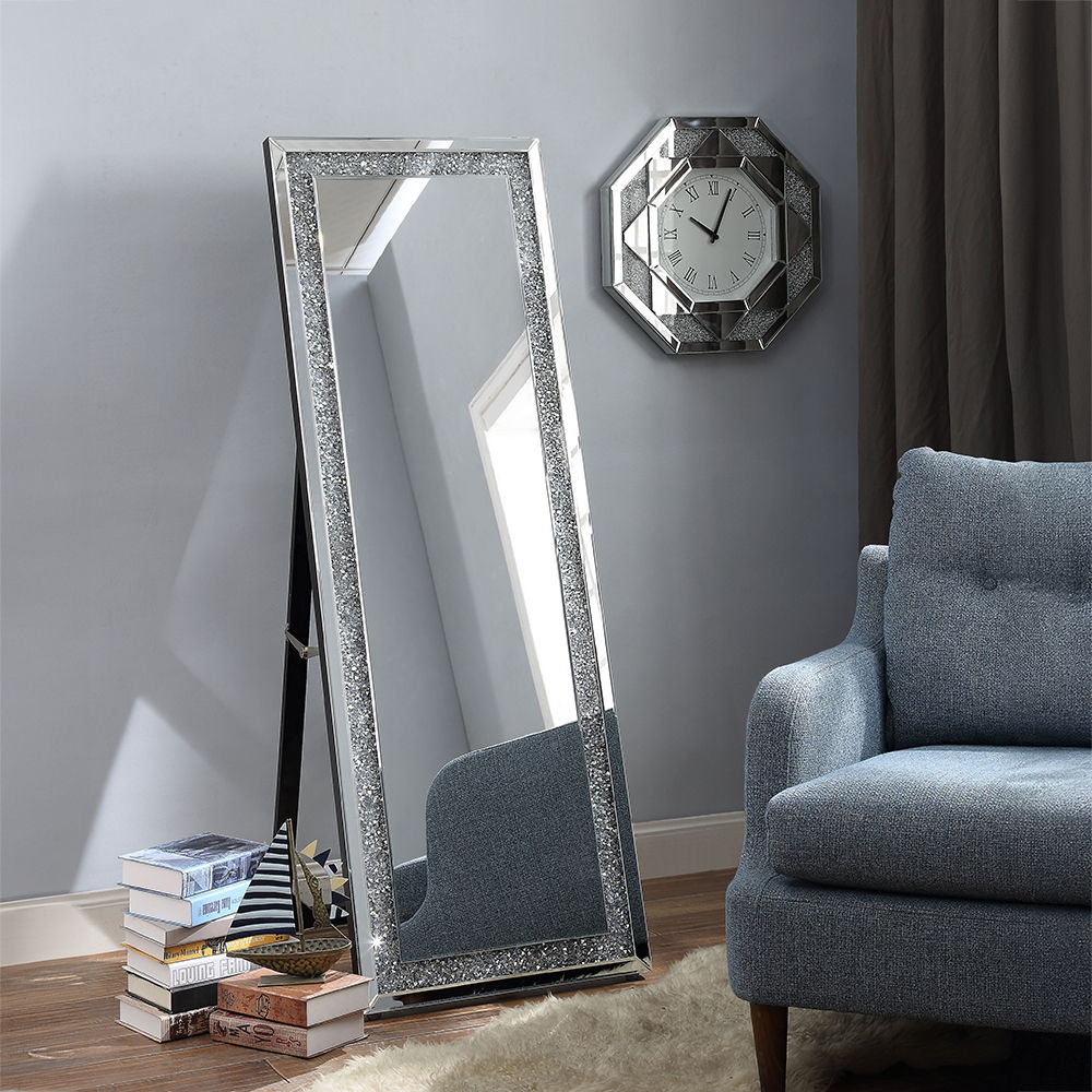 Noralie - 63" X 22" Floor Mirror - Mirrored & Faux Diamonds - Urban Living Furniture (Los Angeles, CA)