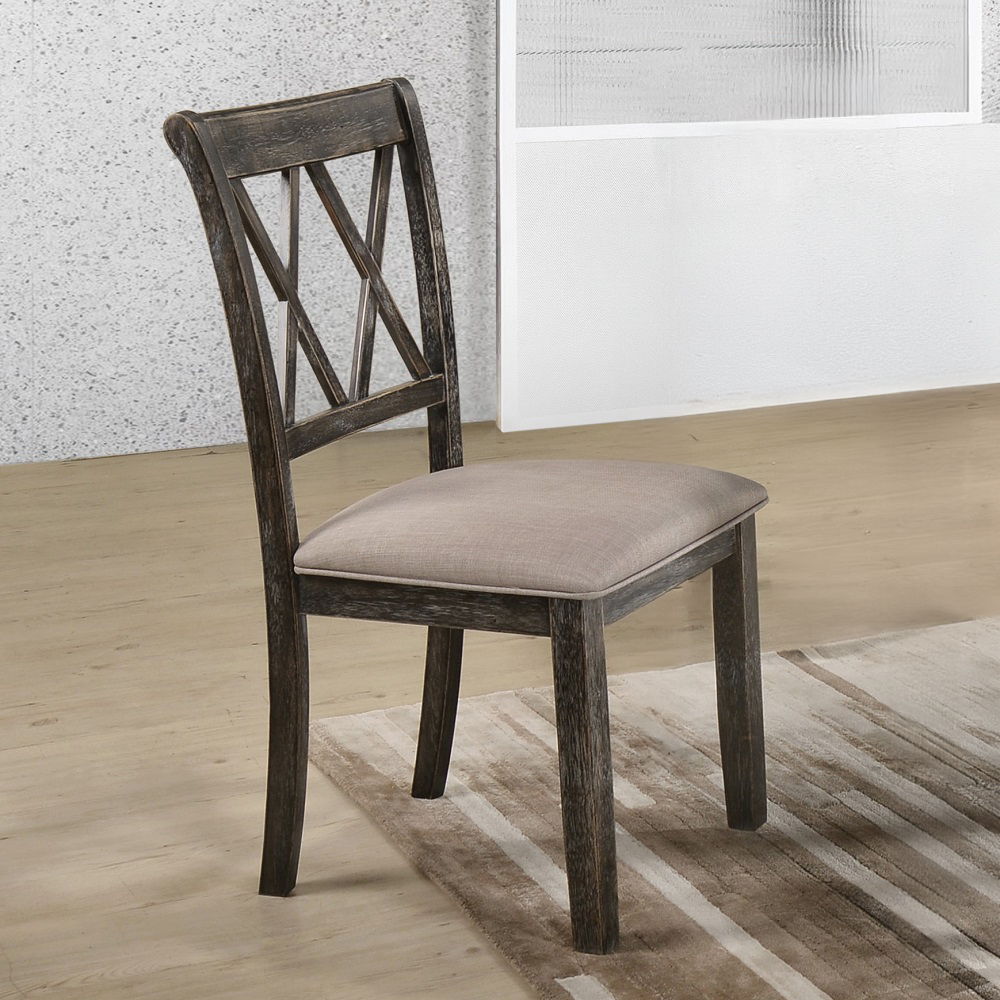 Claudia II - Side Chair (Set of 2) - Beige Fabric & Weathered Gray - Urban Living Furniture (Los Angeles, CA)