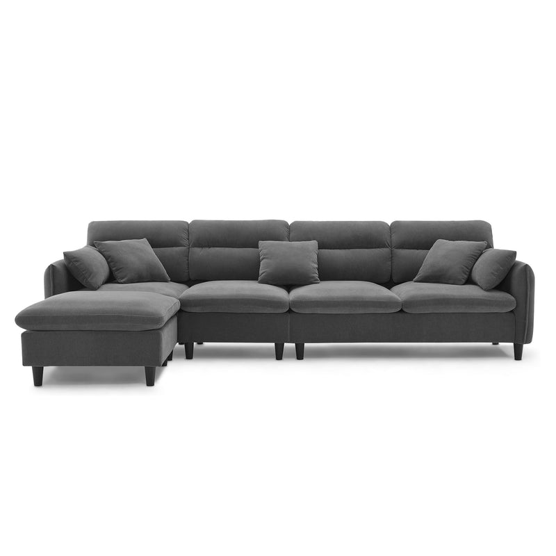 Modern Convertible Sectional Sofa L Shaped Reversible Couch Set With Free Pillows 5 Seat Cloud With Ottoman