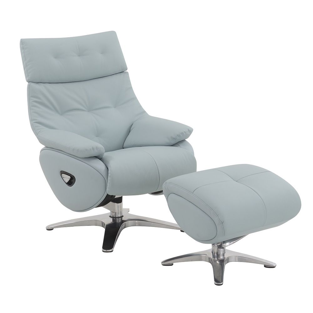 Janella - Motion Accent Chair With Swivel & Ottoman - Babyblue Leather - Urban Living Furniture (Los Angeles, CA)