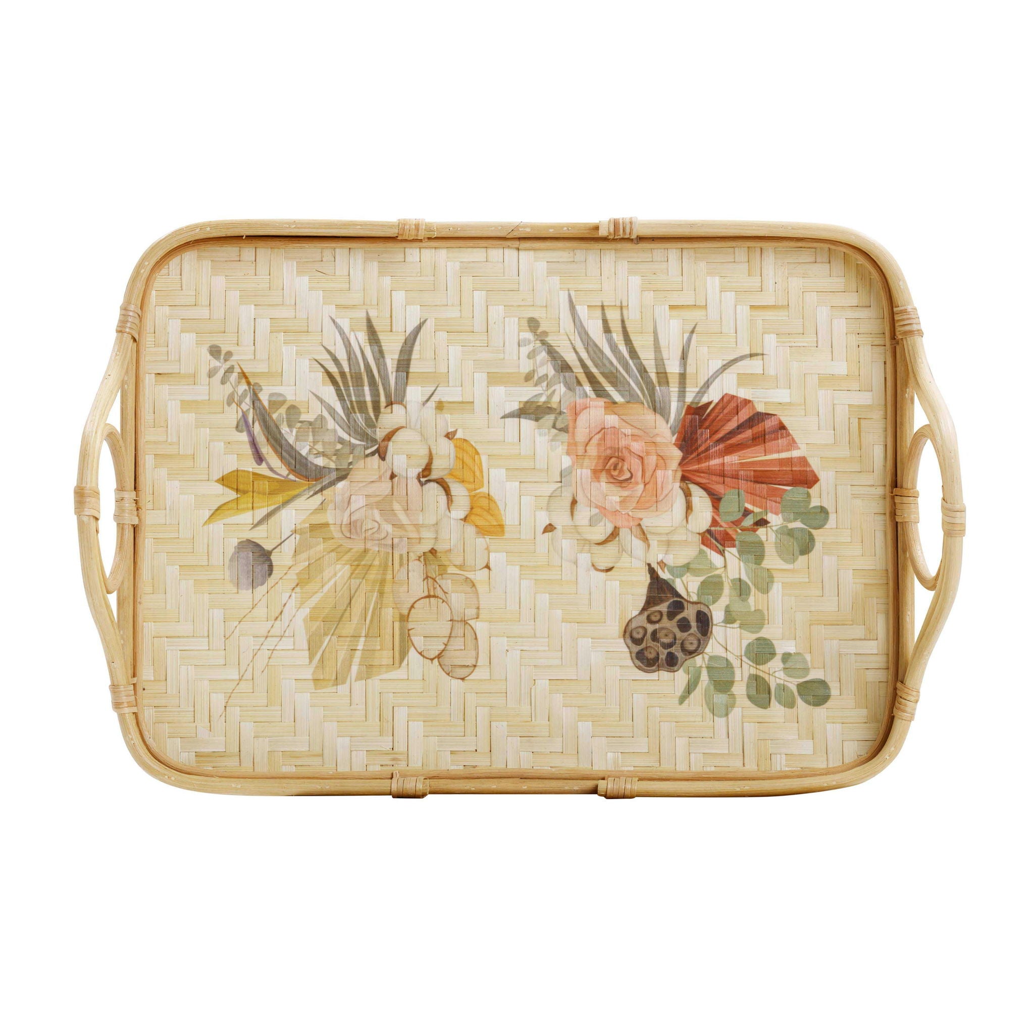 Corey - Floral Bamboo Tray - Multi - Urban Living Furniture (Los Angeles, CA)