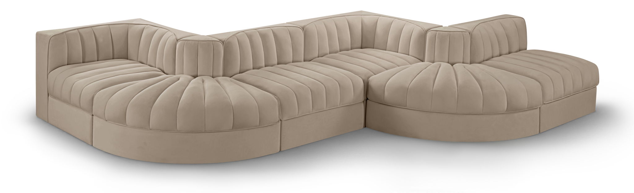 Rummi - Rounded Velvet Performance Fabric Upholstered 6 Piece Modular Sectional - Urban Living Furniture (Los Angeles, CA)