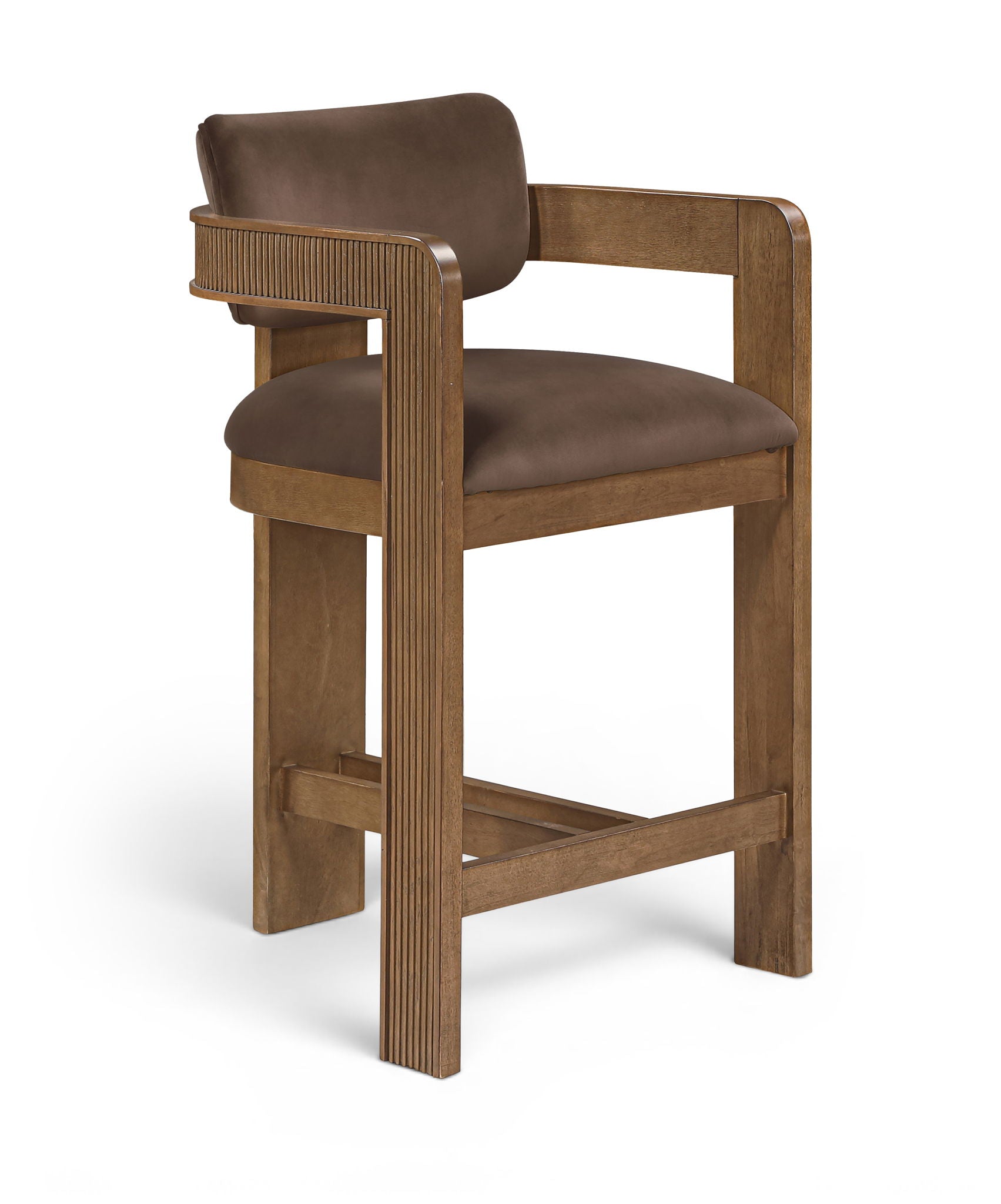 Sacha - Velvet Stool With Brown Base - Urban Living Furniture (Los Angeles, CA)
