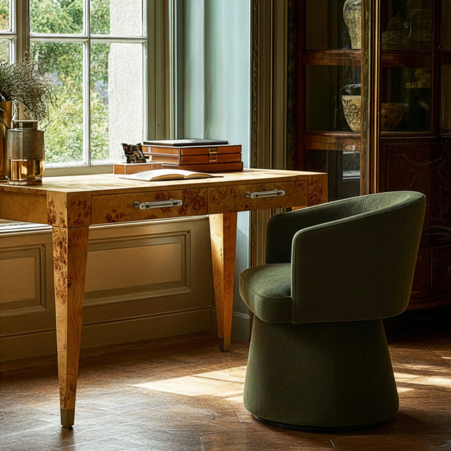 Kristen - Upcycled Chenille Rolling Desk Chair - Urban Living Furniture (Los Angeles, CA)