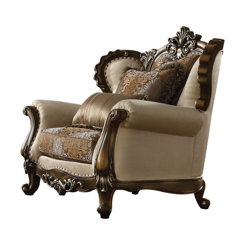 Latisha - Chair - Tan, Pattern Fabric & Antique Oak - Urban Living Furniture (Los Angeles, CA)