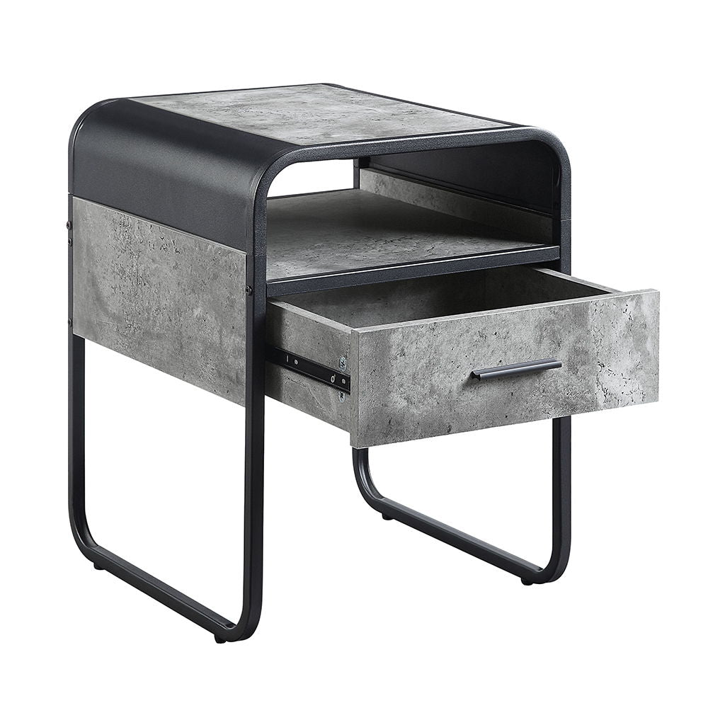 Raziela - 22" End Table - Concrete Gray & Black - Urban Living Furniture (Los Angeles, CA)