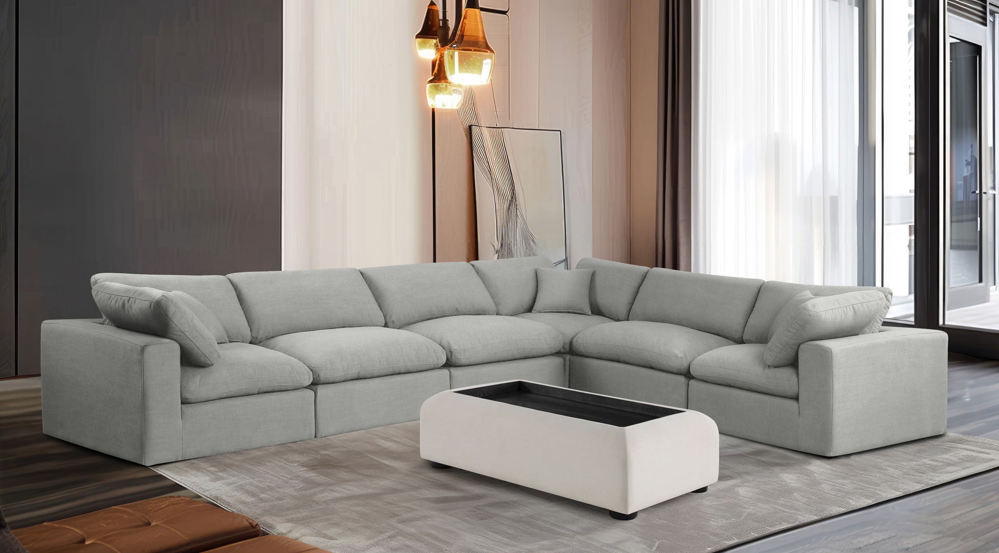 Comfy - 6 Piece Linen Modular Corner Sectional - Urban Living Furniture (Los Angeles, CA)