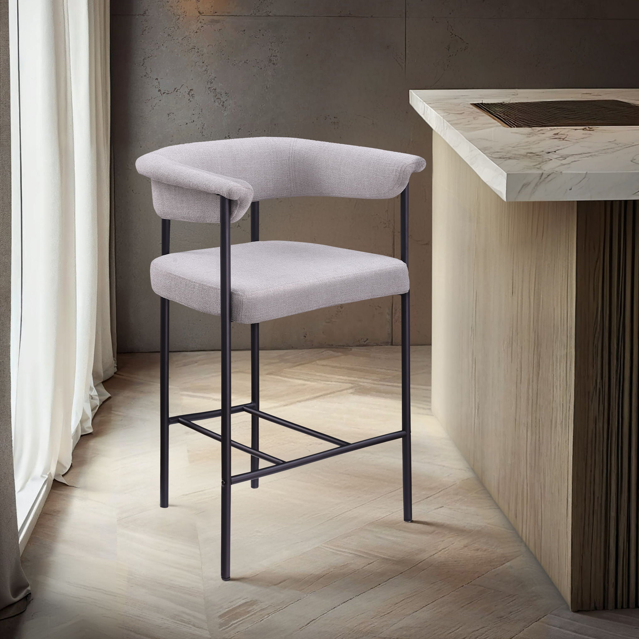 Malin - Linen Counter Stool (Set of 2) - Urban Living Furniture (Los Angeles, CA)