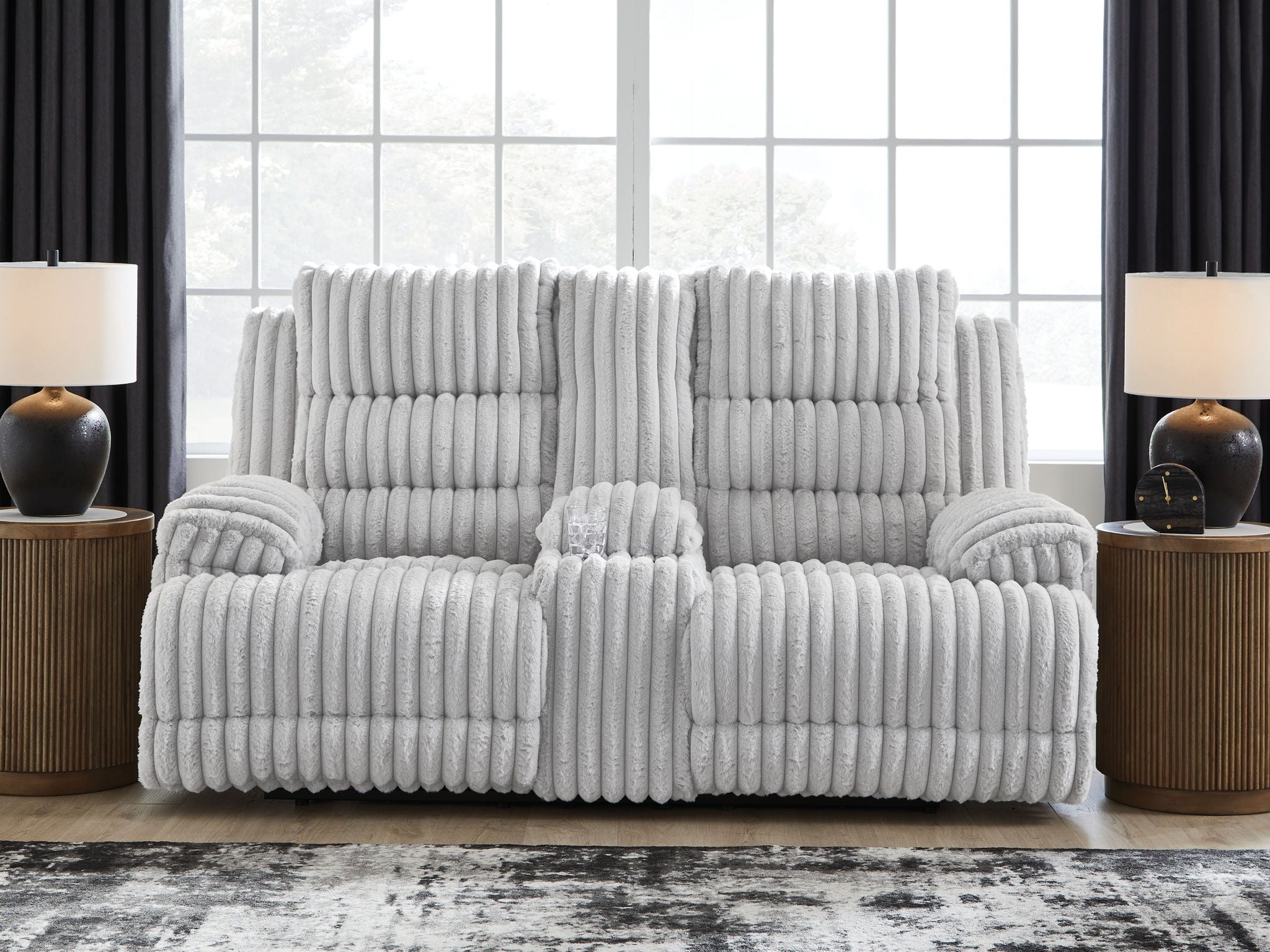 Rhines Falls - Alloy - Double Reclining Power Loveseat With Console - Urban Living Furniture (Los Angeles, CA)