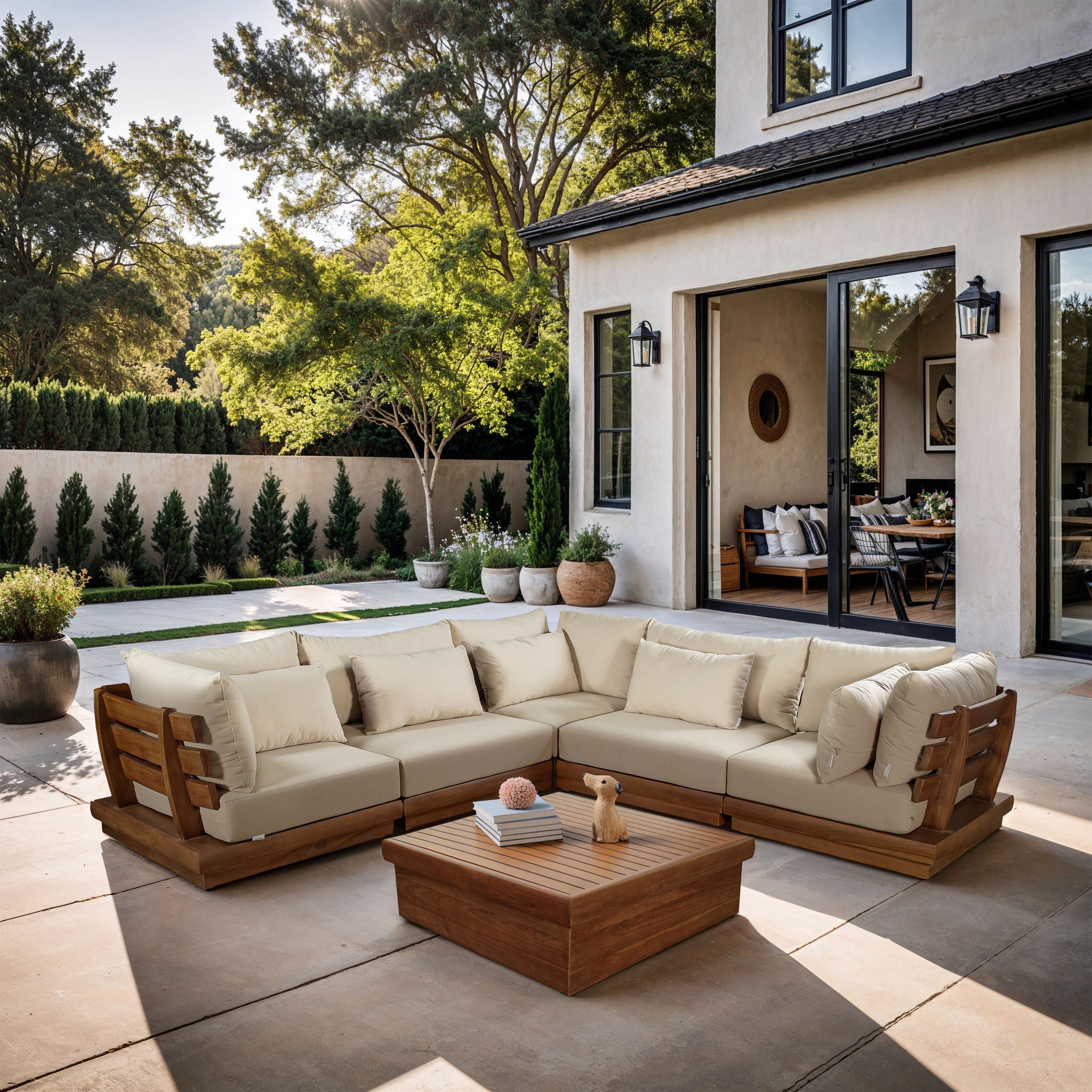 Mirella - 5 Piece Water Resistant Fabric Upholstered Outdoor Patio Modular Sectional - Urban Living Furniture (Los Angeles, CA)