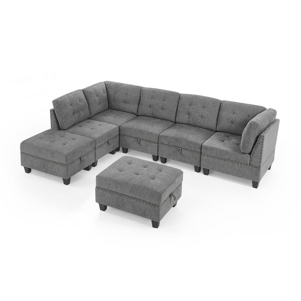 Modular Sectional Sofa With Diy Combination And Storage