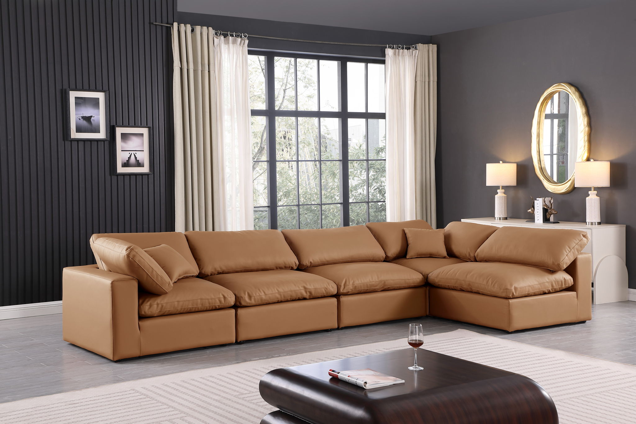 Comfy - 5 Piece Faux Leather Modular Sectional - Urban Living Furniture (Los Angeles, CA)