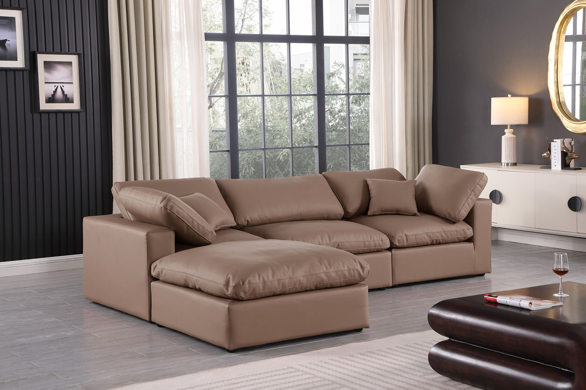 Comfy - 4 Piece Faux Leather Modular Sectional With Chaise - Urban Living Furniture (Los Angeles, CA)