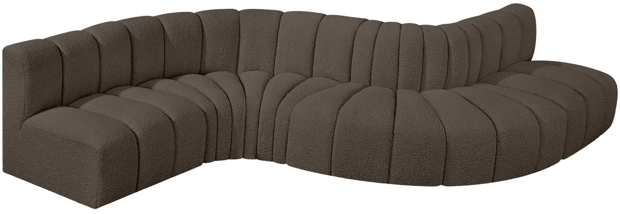 Arc - Boucle Fabric 6 Piece Curved Modular Sofa