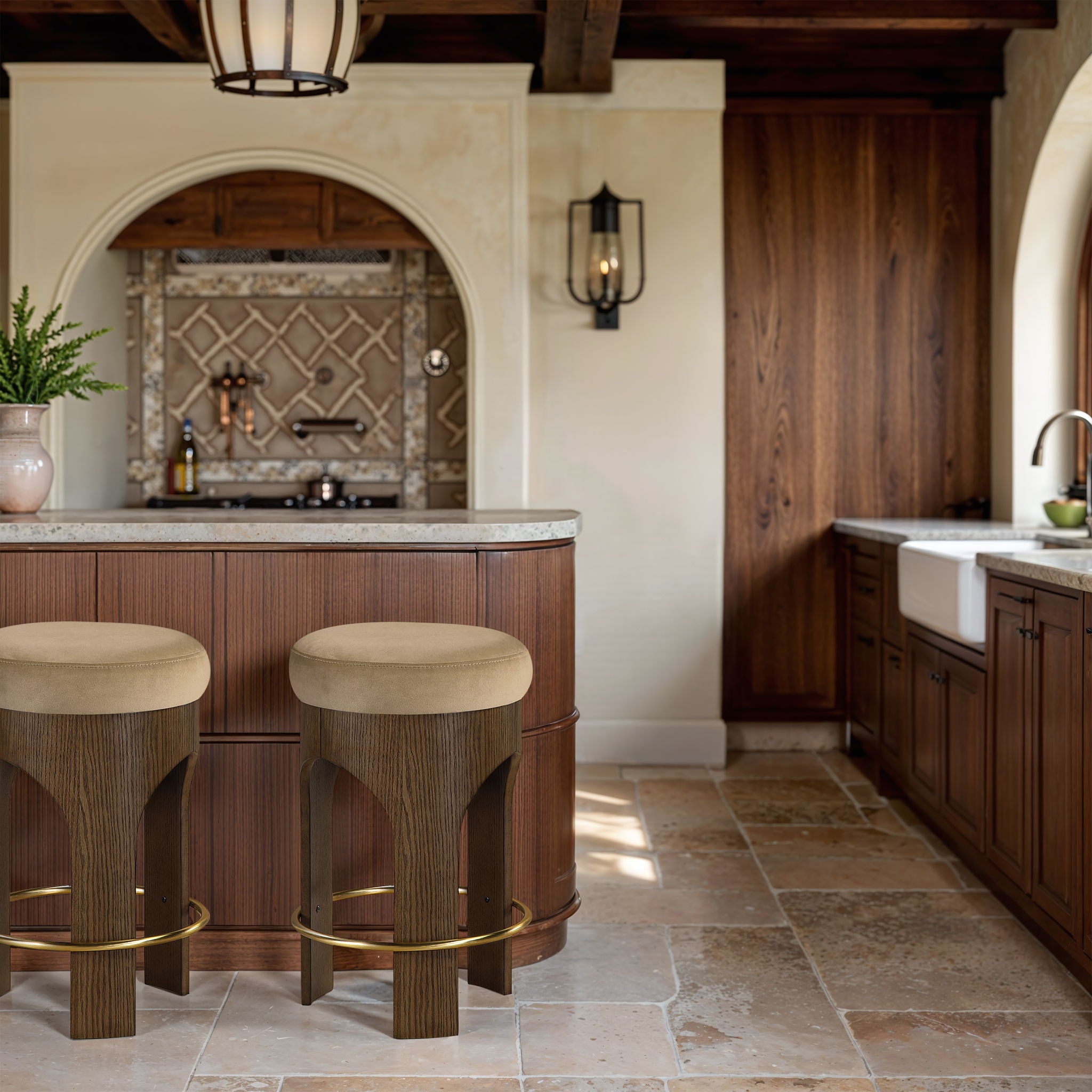 Bocceli - Counter Stool - Brown Base