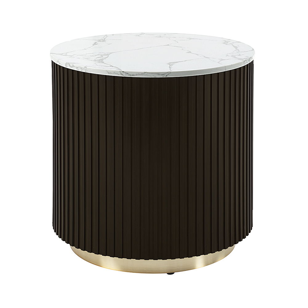 Clayten - End Table - White Natural Marble Top & Espreeso Finish - Urban Living Furniture (Los Angeles, CA)
