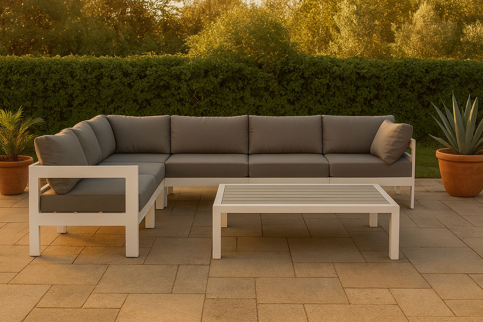 Nizuc - Outdoor Patio 7 Piece Modular Sectional With White Frame - Urban Living Furniture (Los Angeles, CA)