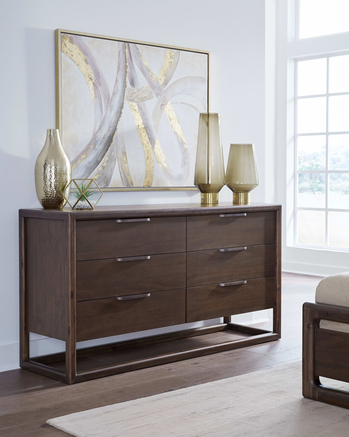 Sol - Six Drawer Acacia Wood Dresser - Brown Spice
