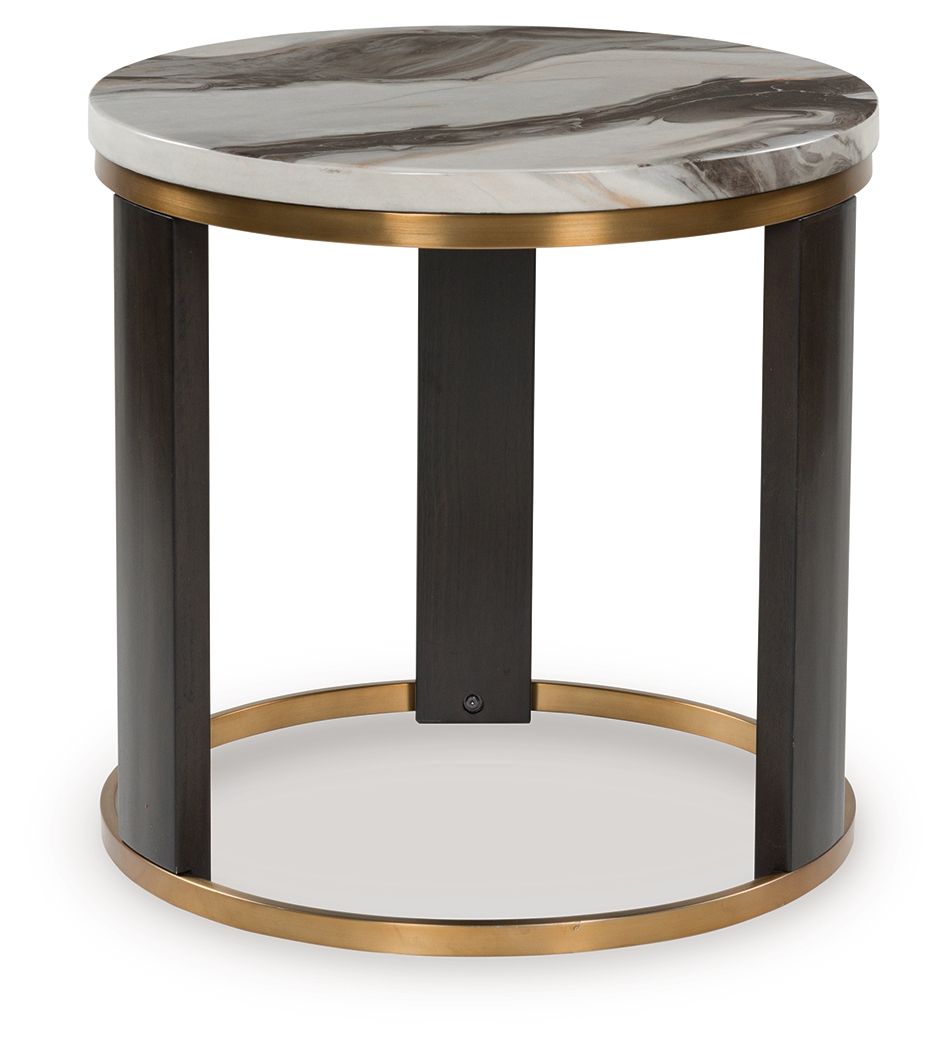Jazmore - Brown / Brass Finish - Round End Table - Urban Living Furniture (Los Angeles, CA)