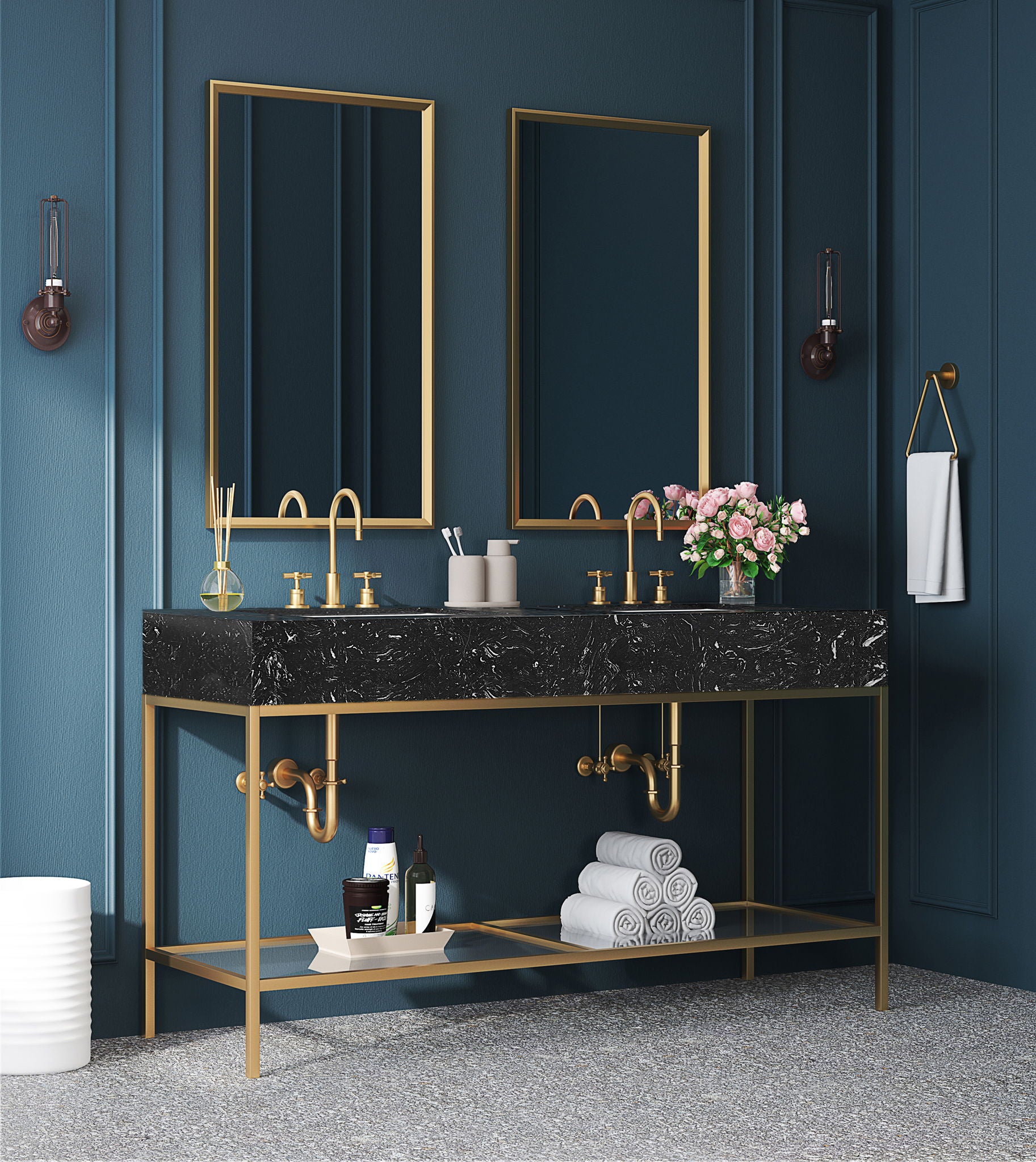 Marmo - Engineered Marble Bathroom Vanity With Gold Base - Urban Living Furniture (Los Angeles, CA)