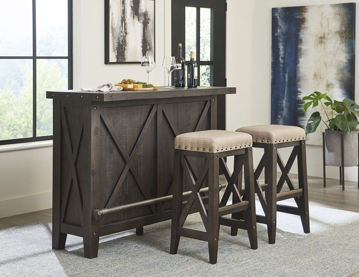 Yosemite - Solid Wood Upholstered Bar Stool - Beige / Cafe