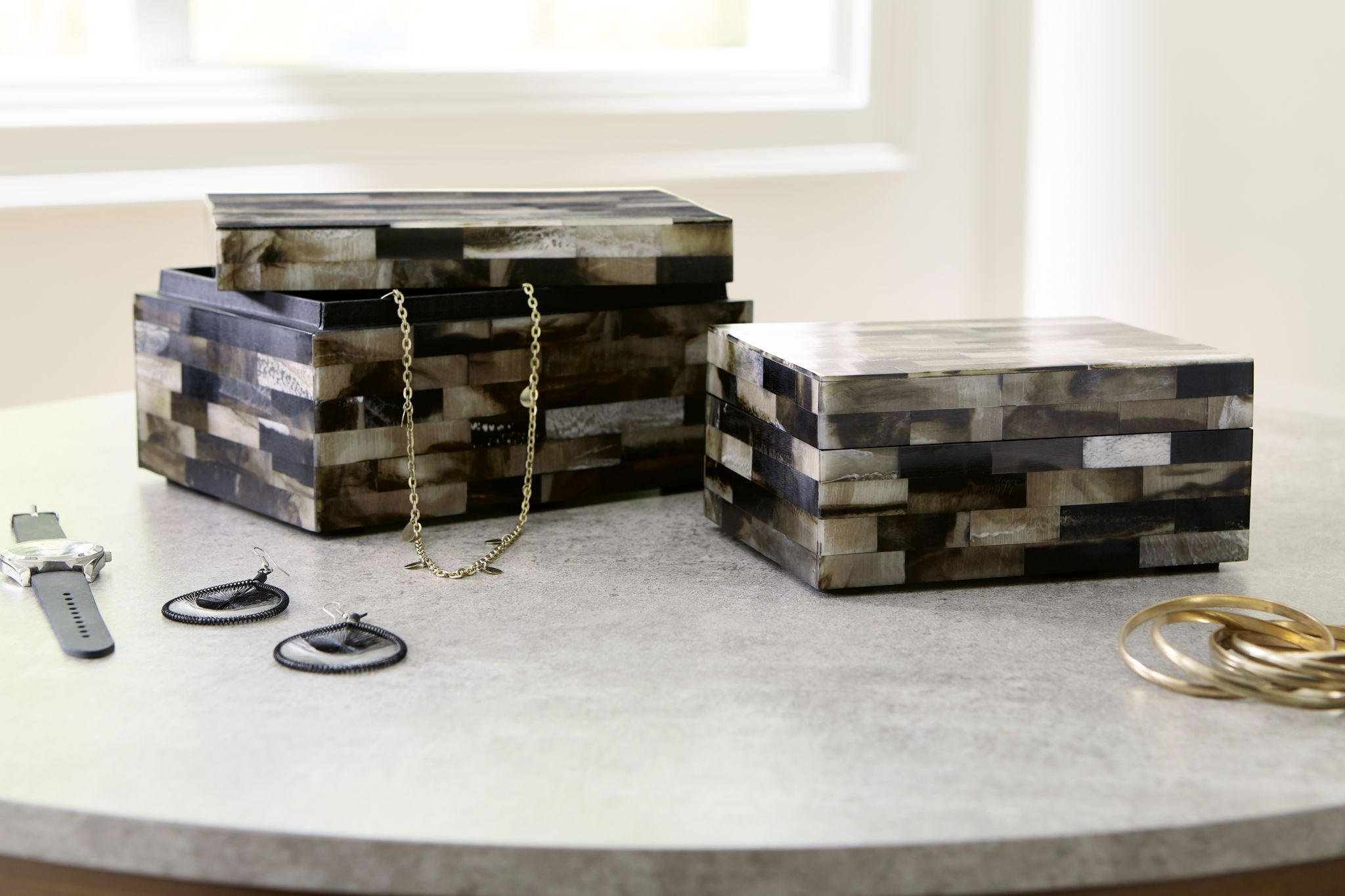 Ellford - Black / Brown / Cream - Box Set (Set of 2) - Urban Living Furniture (Los Angeles, CA)