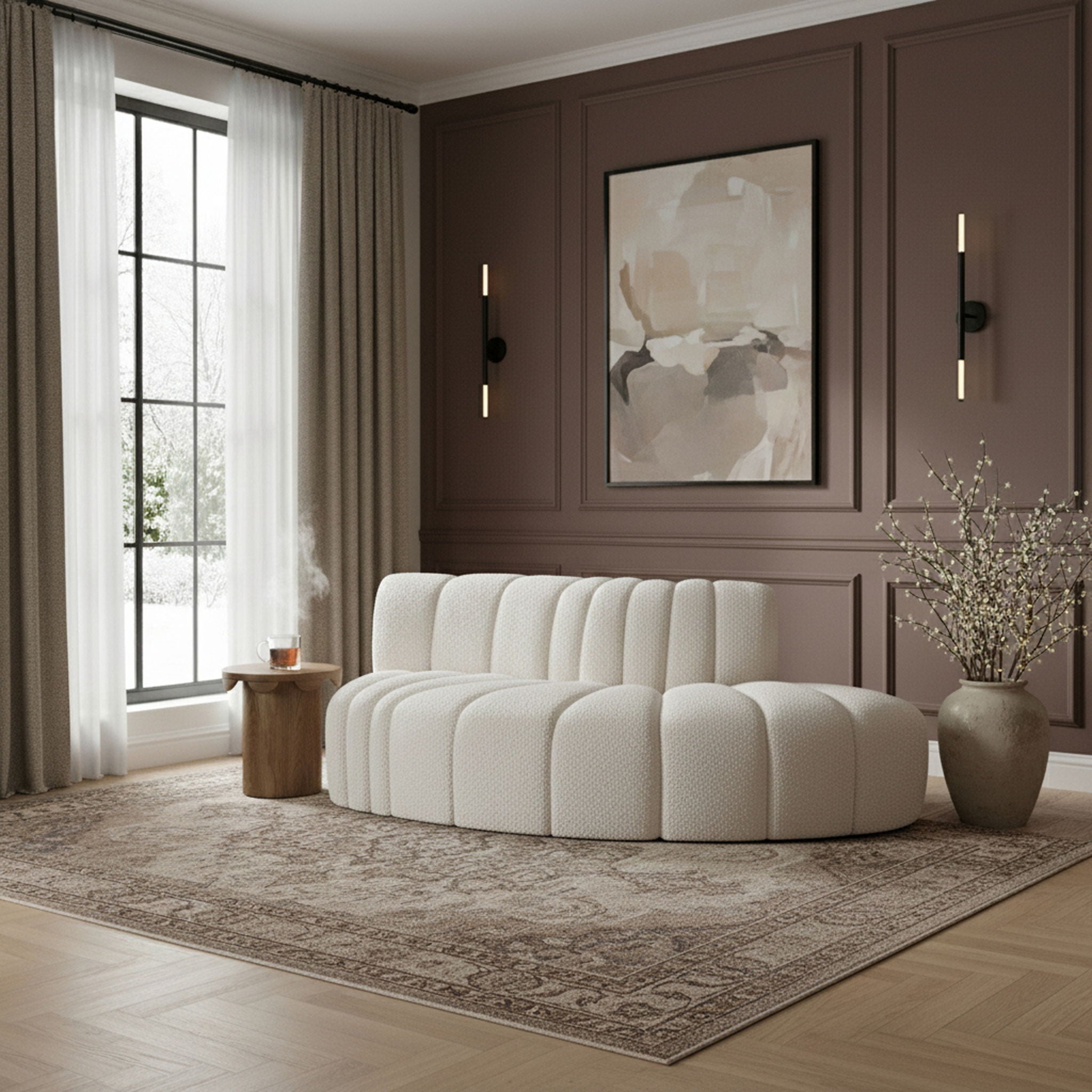 Arc - Boucle Fabric 3 Piece Modular Sofa