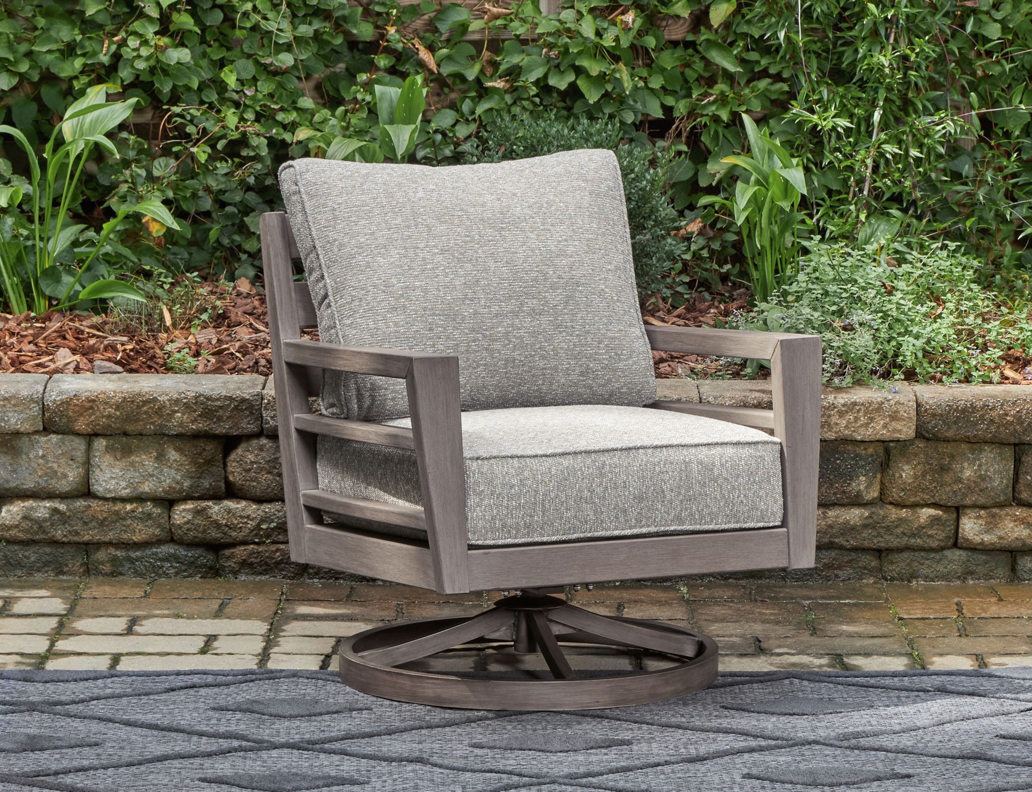 Hillside Barn - Gray / Brown - Swivel Lounge W/ Cushion - Urban Living Furniture (Los Angeles, CA)