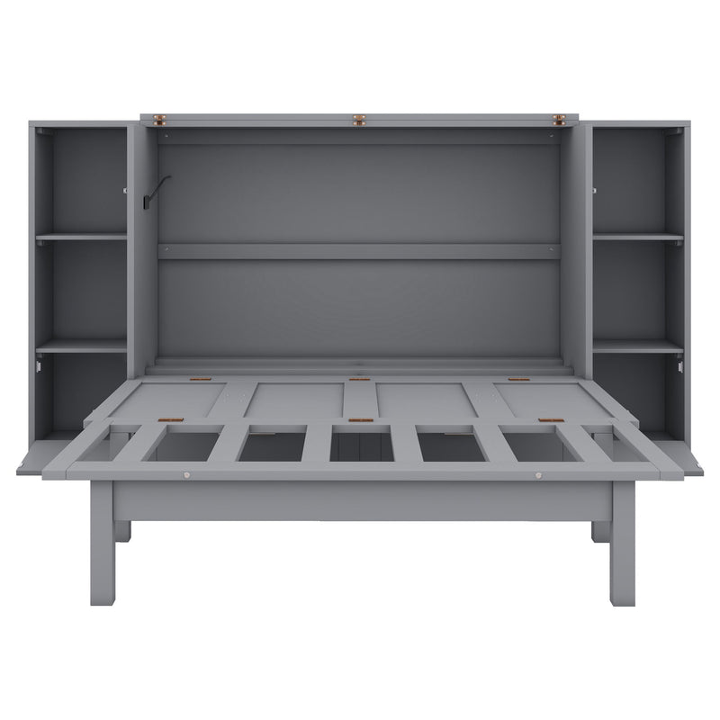 Murphy Bed With Shelves, Drawers And USB Ports