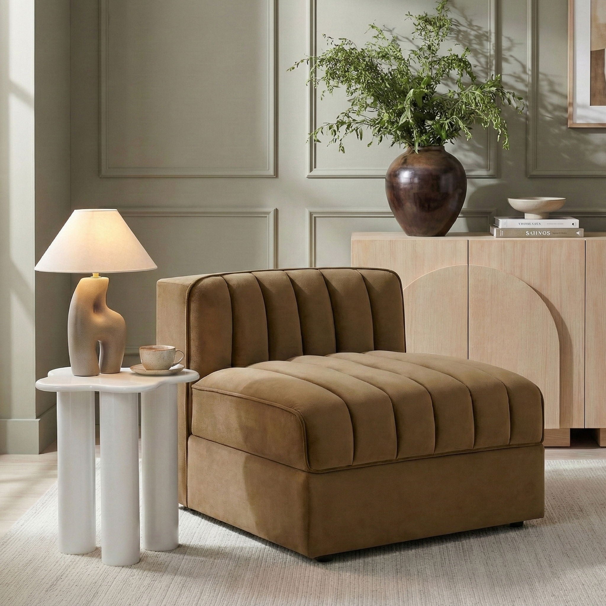 Rummi - Velvet Performance Fabric Upholstered Modular Armless Chair - Urban Living Furniture (Los Angeles, CA)