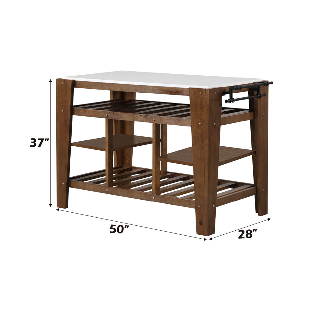 Alaroa - Kitchen Island - Marble Top & Rustic Brown - Urban Living Furniture (Los Angeles, CA)