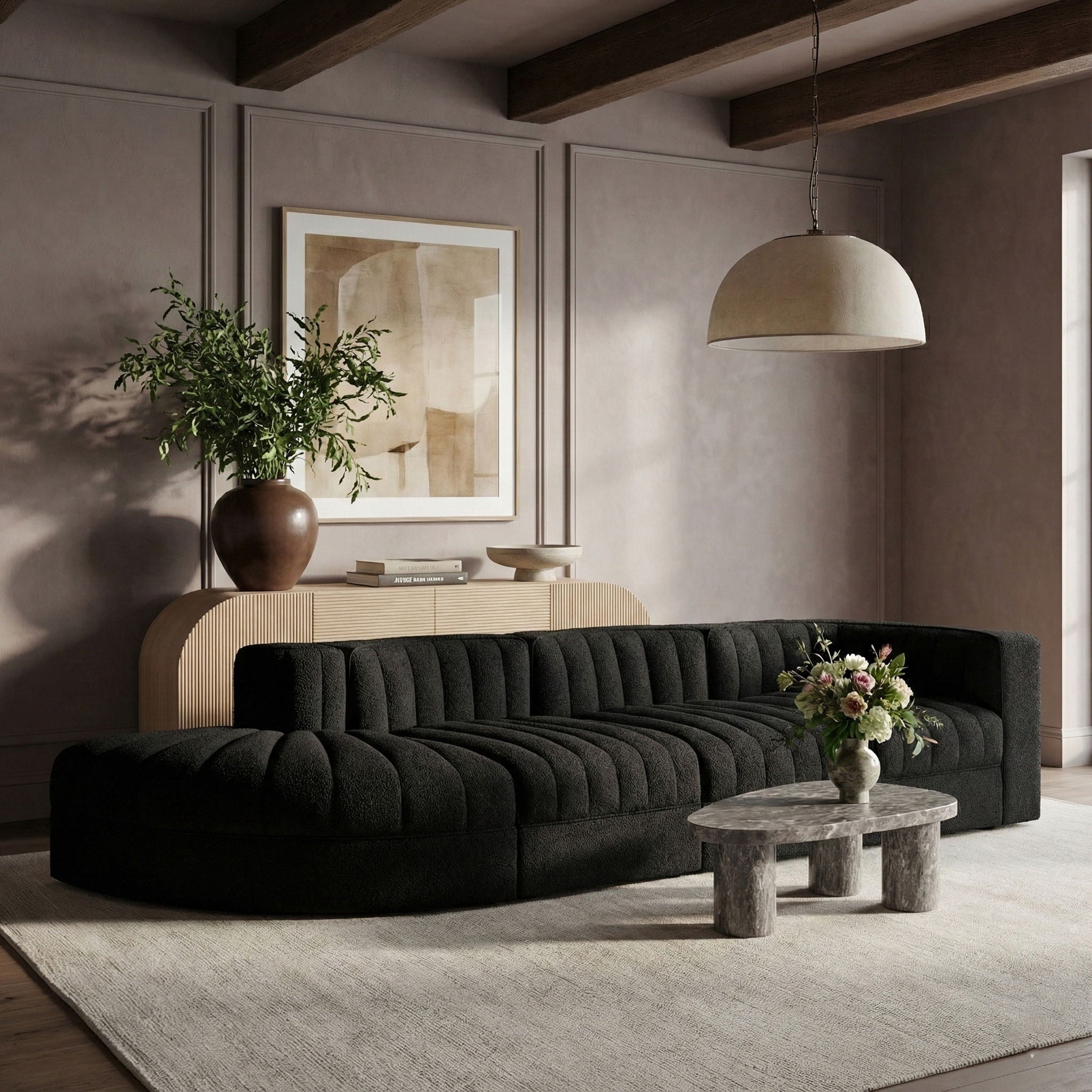 Rummi - Velvet Performance Fabric Upholstered 4 Piece Modular Sectional With Reverse Corner Chair - Urban Living Furniture (Los Angeles, CA)