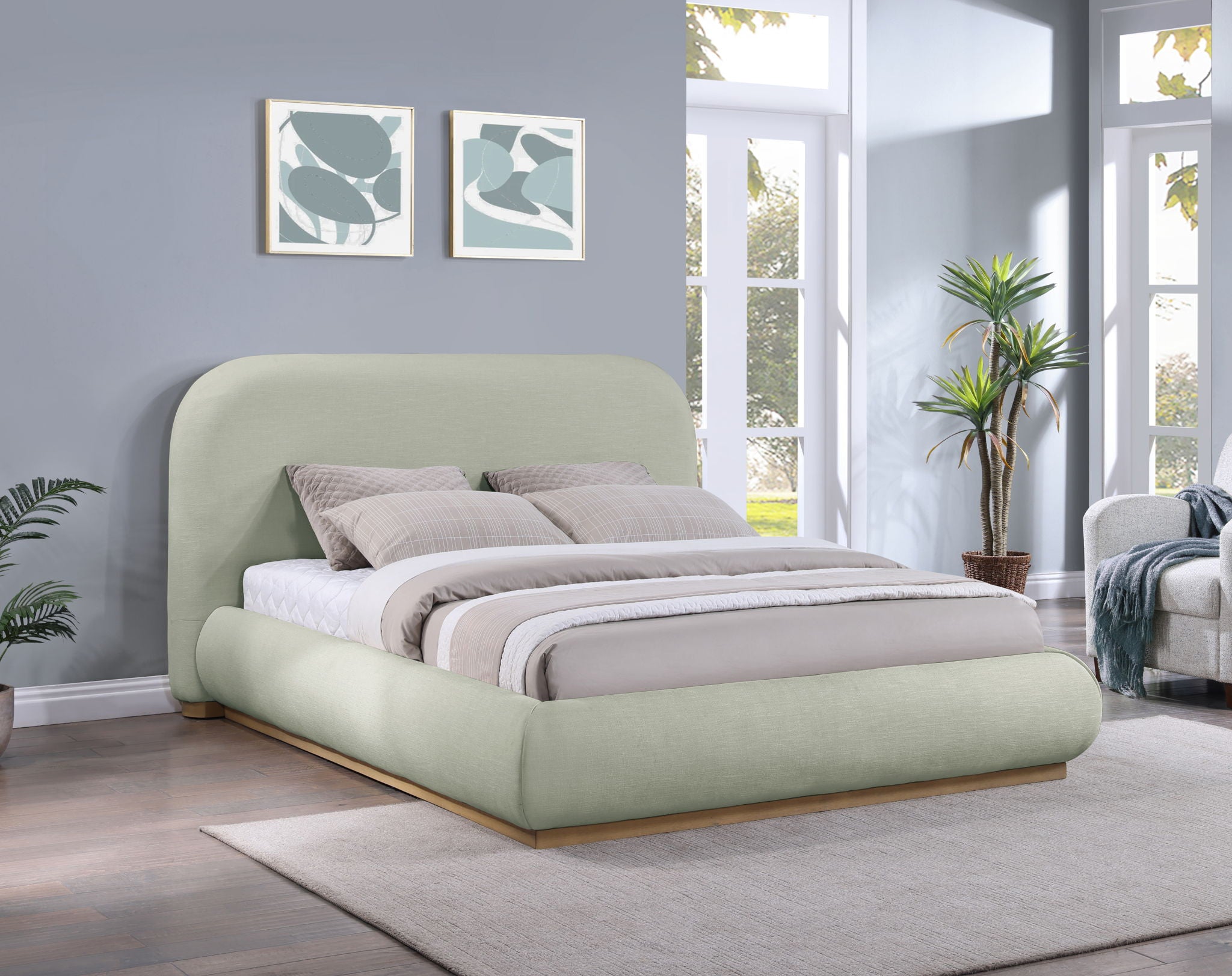 Vaughn - Chenille Bed With Natural Base - Urban Living Furniture (Los Angeles, CA)