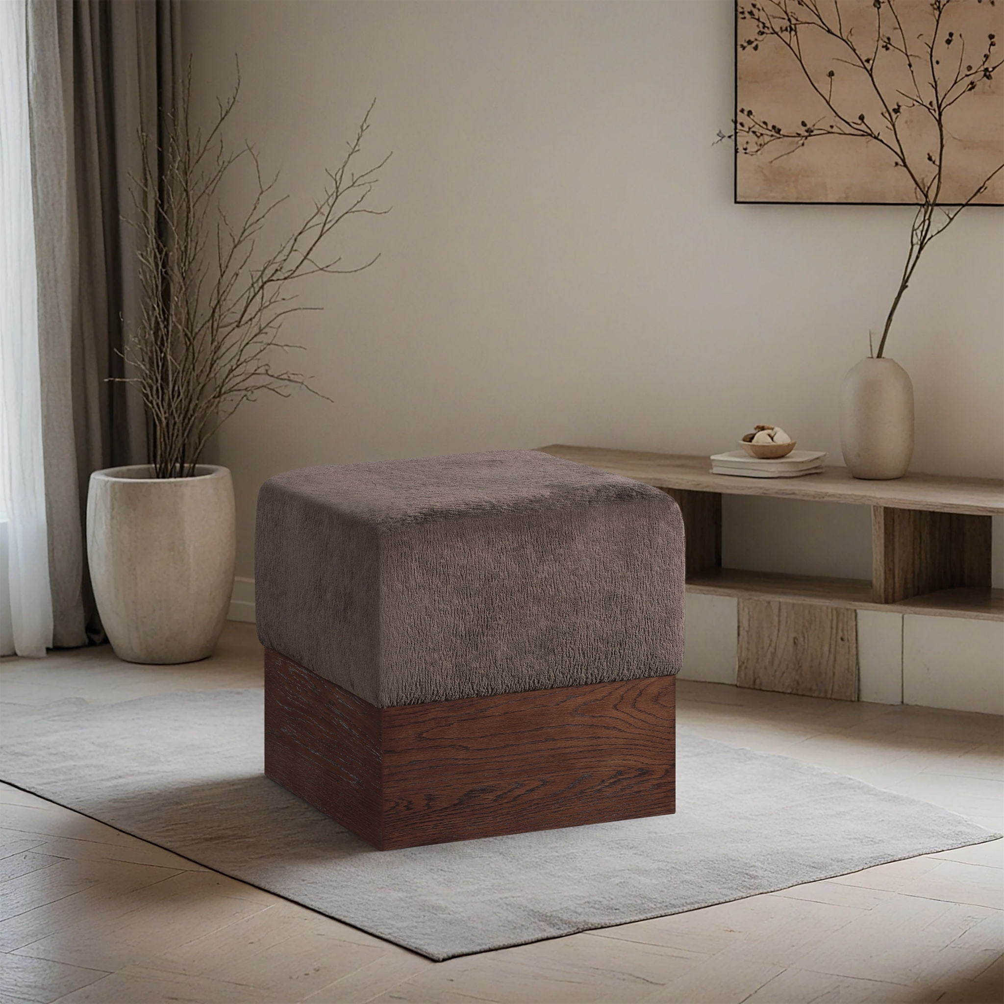 Havre - Ottoman / Stool With Brown Base - Urban Living Furniture (Los Angeles, CA)