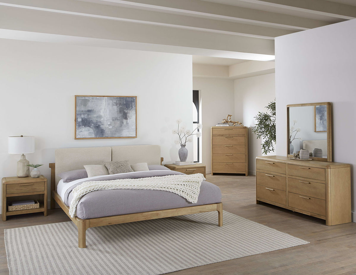 Furano - Five Drawer Ash Wood Chest - Ginger