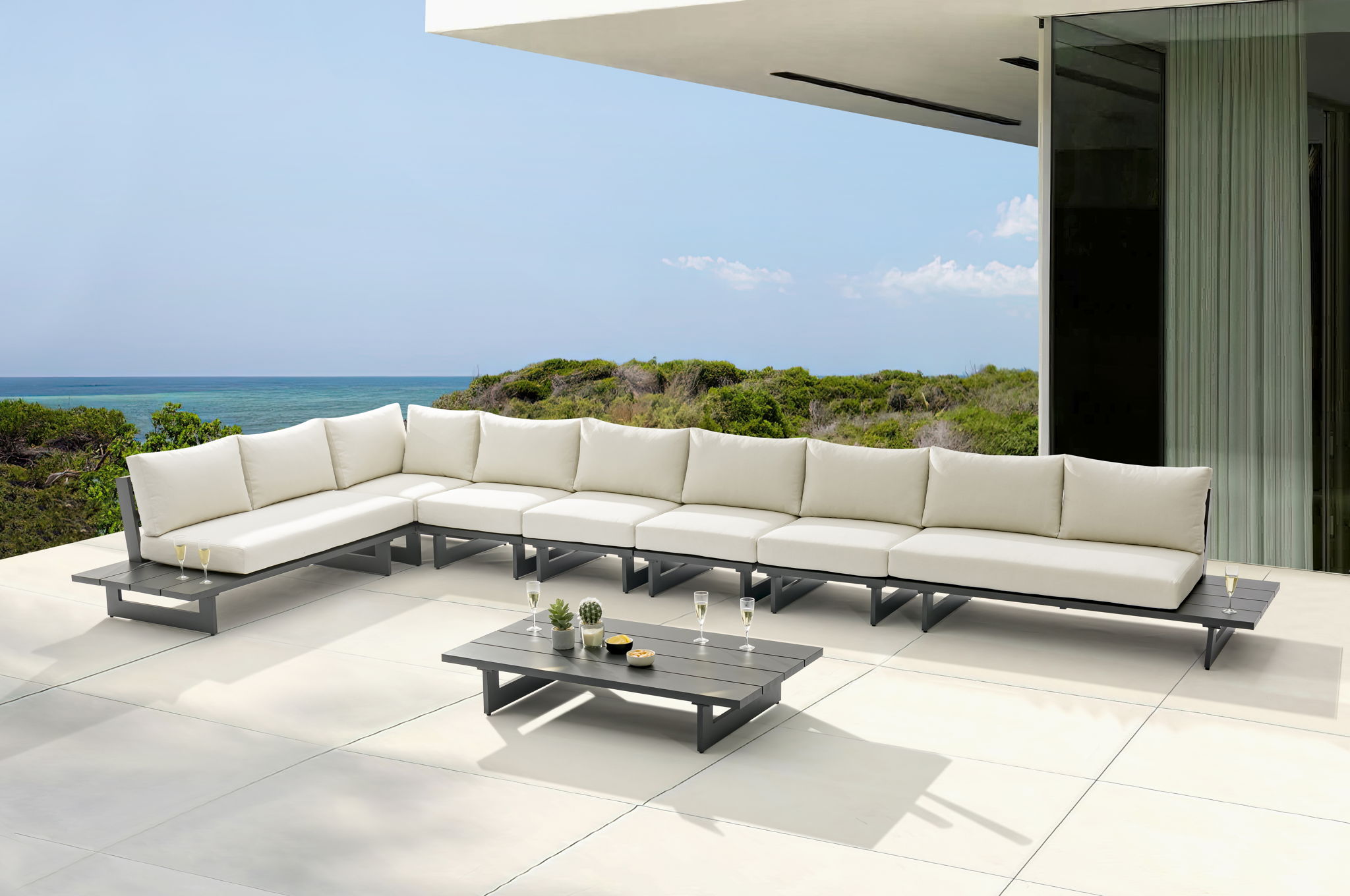 Maldives - 7 Piece Water Resistant Outdoor Patio Modular Sectional With Gray Base - Urban Living Furniture (Los Angeles, CA)