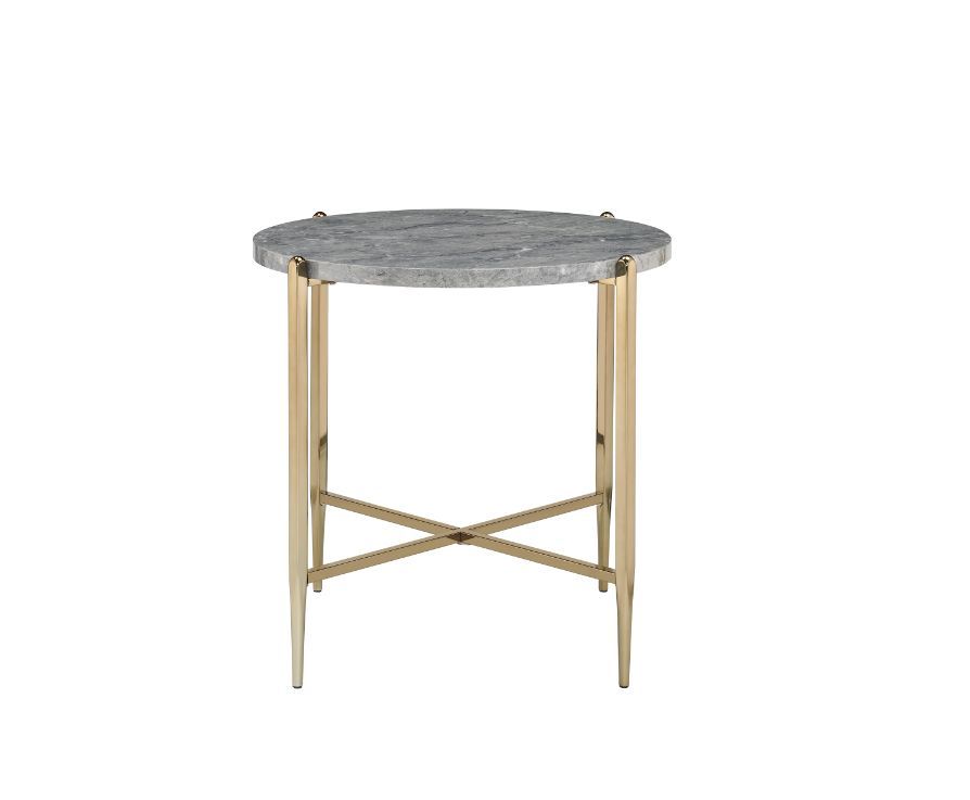 Tainte - End Table - Faux Marble Top & Champagne - Urban Living Furniture (Los Angeles, CA)
