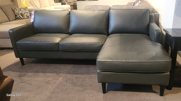 2Pc leather Sectional in Grey