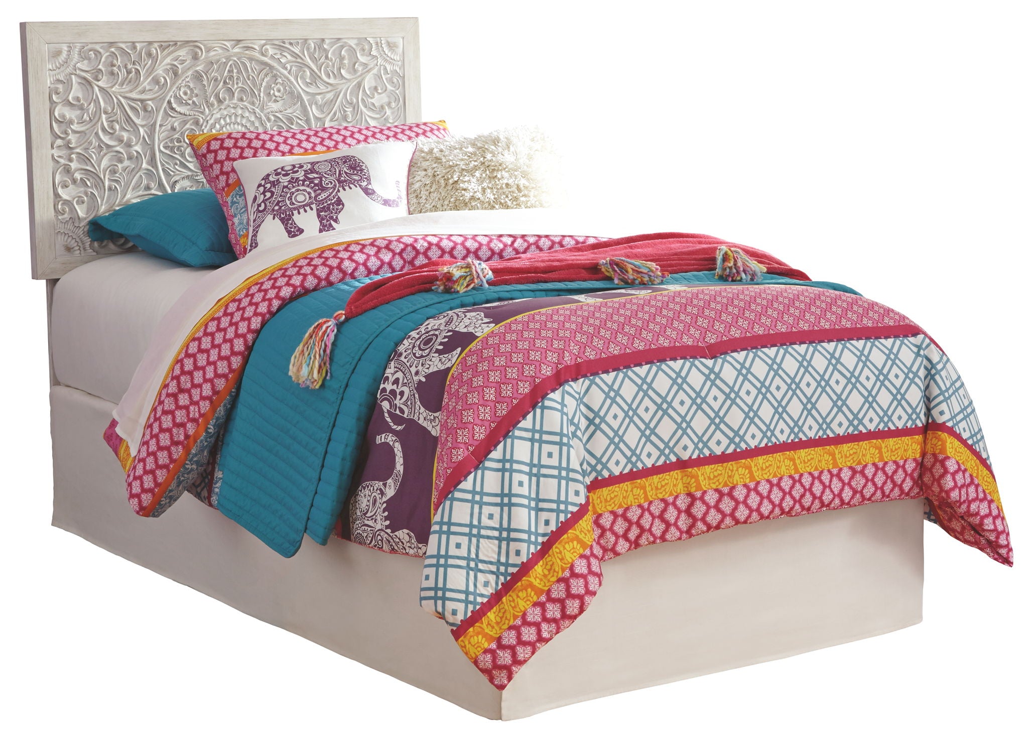 Paxberry - Whitewash - Twin Panel Headboard with Bolt on Bed Frame - Urban Living Furniture (Los Angeles, CA)
