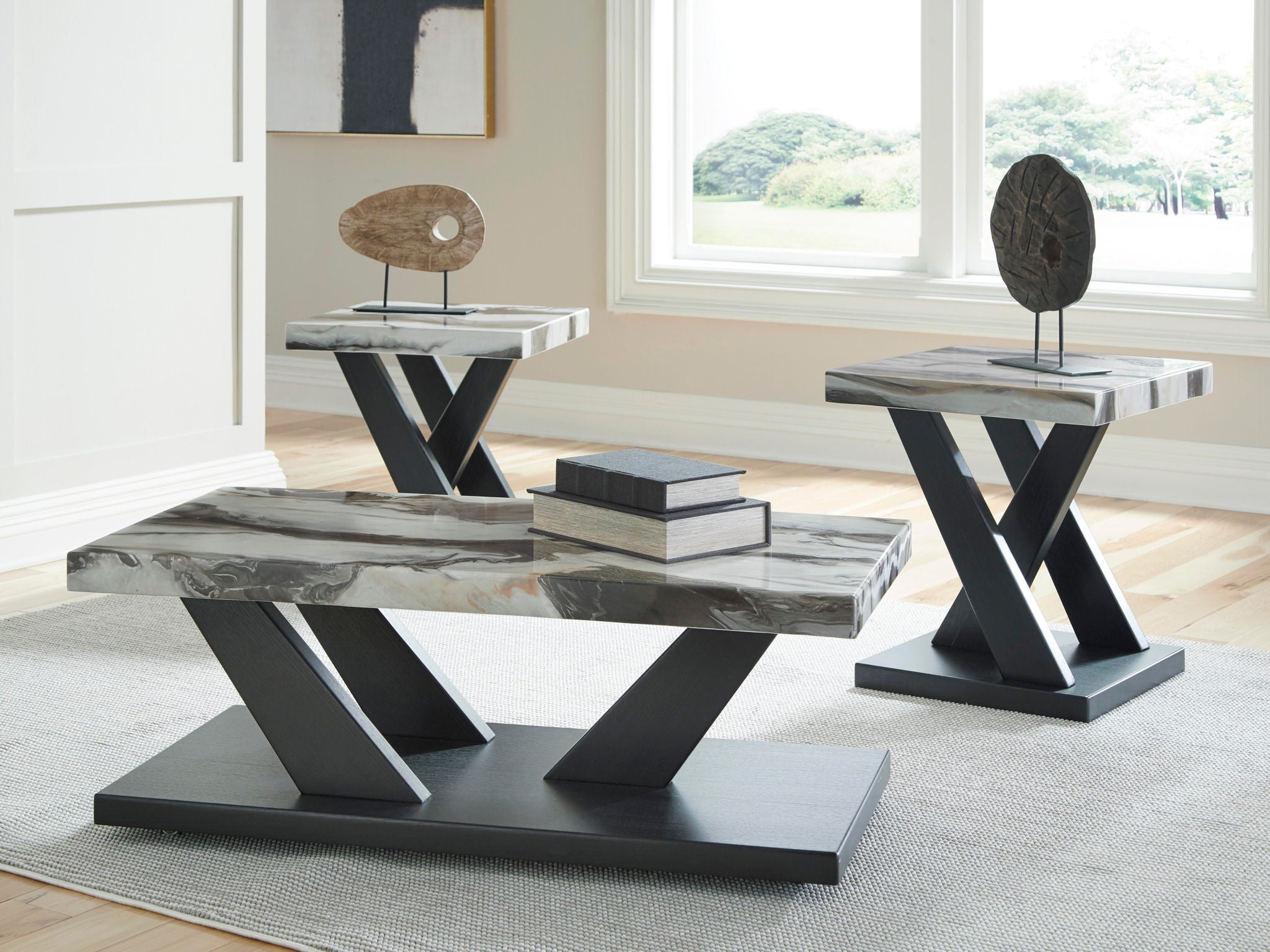 Cendill - Occasional Table Set (Set of 3) - Dark Brown / White / Black - Urban Living Furniture (Los Angeles, CA)